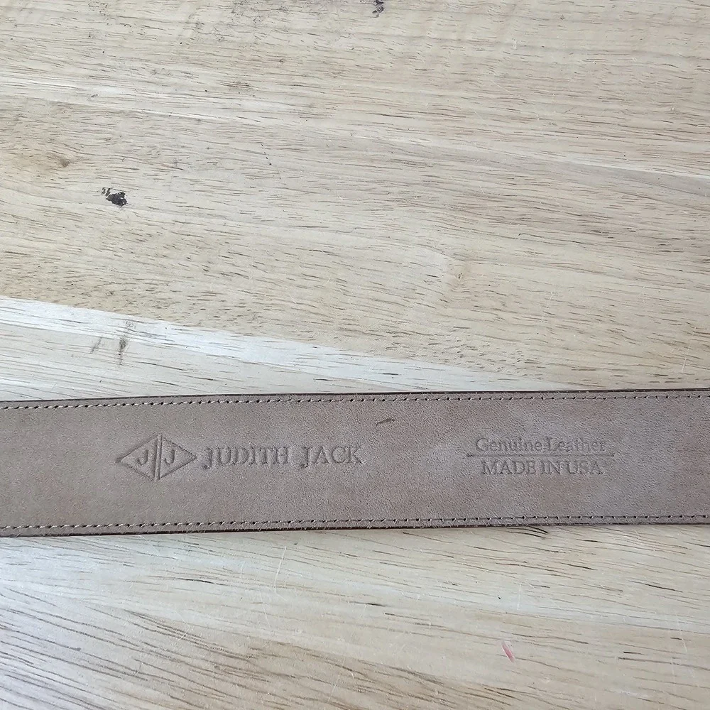 JUDITH JACK Womens Brown Leather Belt‎ MADE IN USA Size Medium Gold Buckle